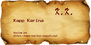 Kapp Karina névjegykártya